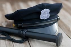 Police cap and baton